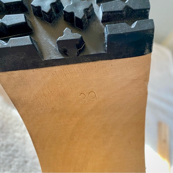 Swedish Hasbeens Buckle Boots Black Leather Platform Clog Shoes US 9 EU 39 - Picture 6 of 11